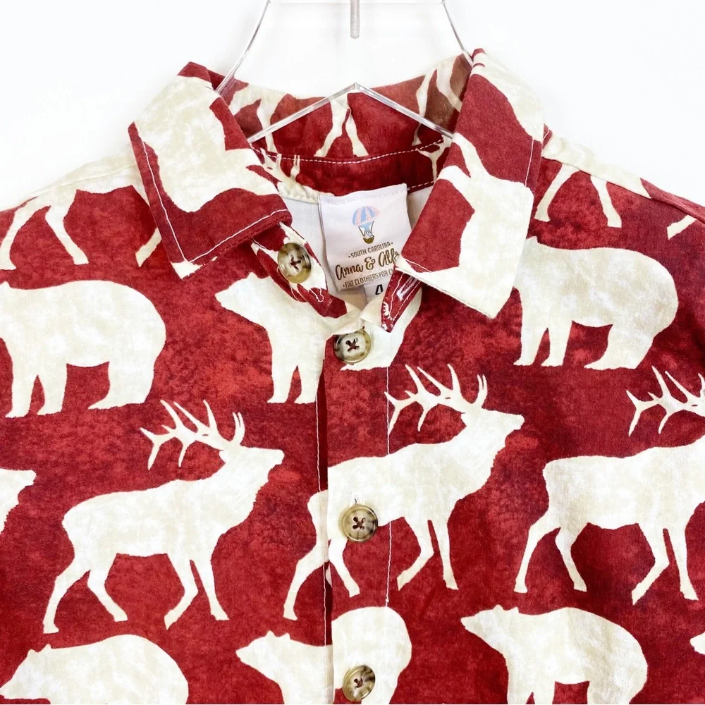 Anna & Alfred | Toddler Boys Moose Bear Print Button Down Shirt - Picture 3 of 5